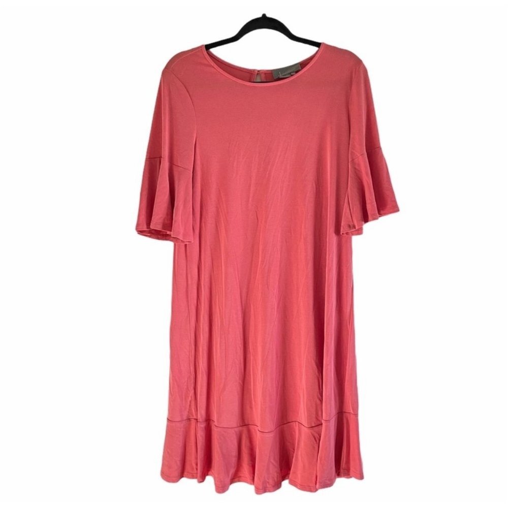 Anthropologie Pink Bell Sleeve Crew Neck Size Medium‎ Dress